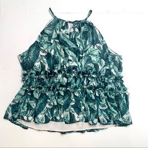 Kaari Blue Banana Leaf Print Tank